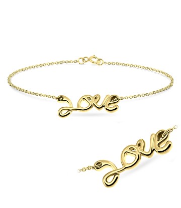 Gold Plated Romantic Love Silver Bracelet BRS-32-GP